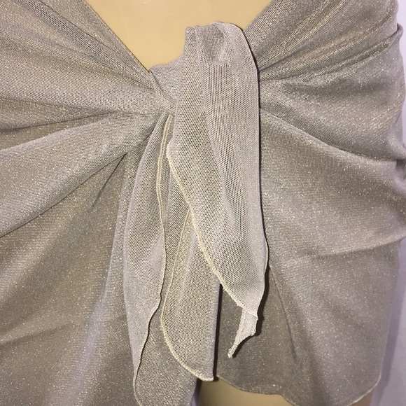 Under The Sun Shimmery Silver Mesh Sarong Skirt - Picture 2 of 4